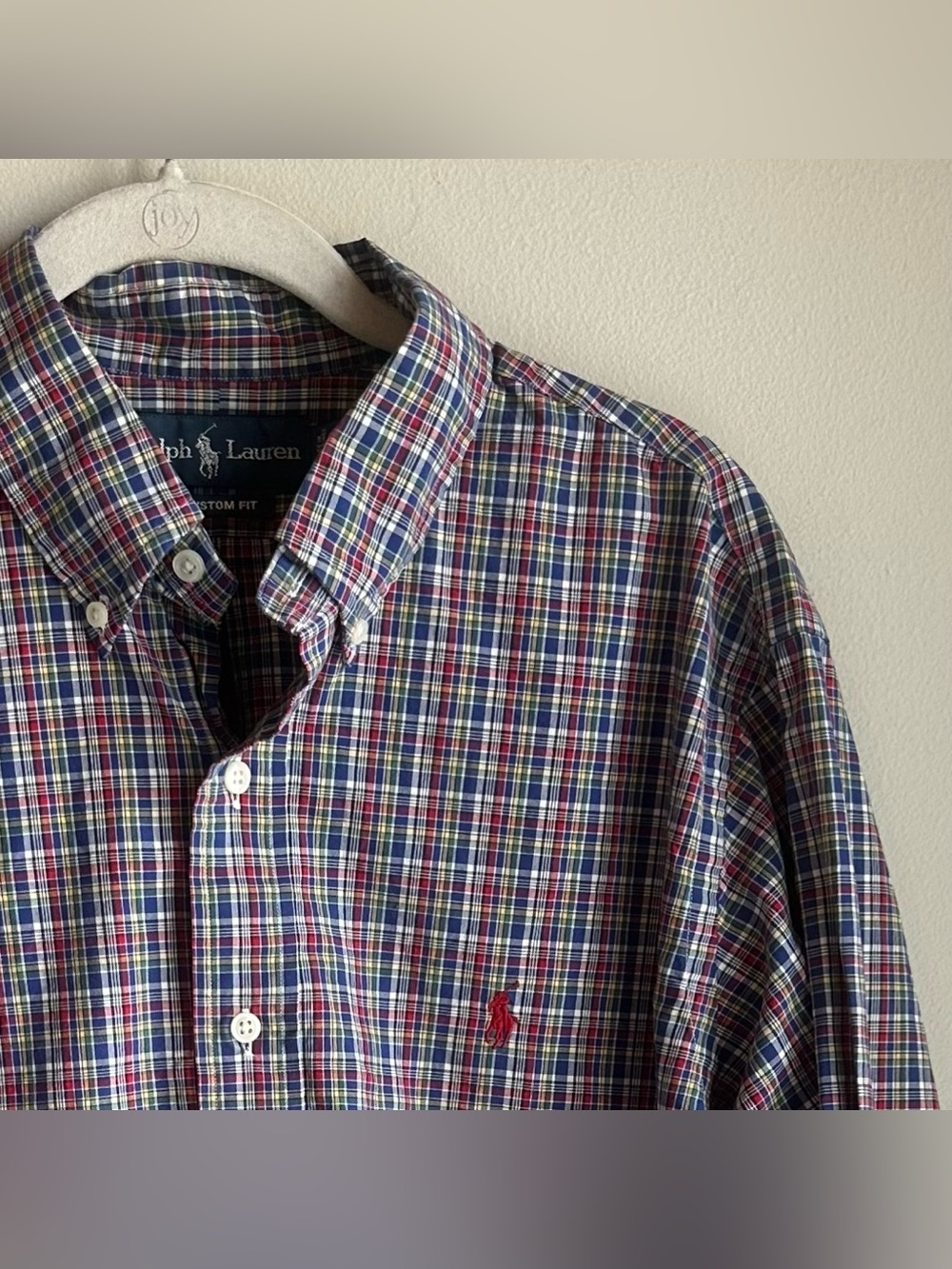 Vintage Ralph Lauren 100% Cotton Red Blue Plaid Button Shirt